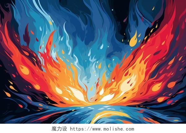 燃烧的火焰爆炸卡通AI插画